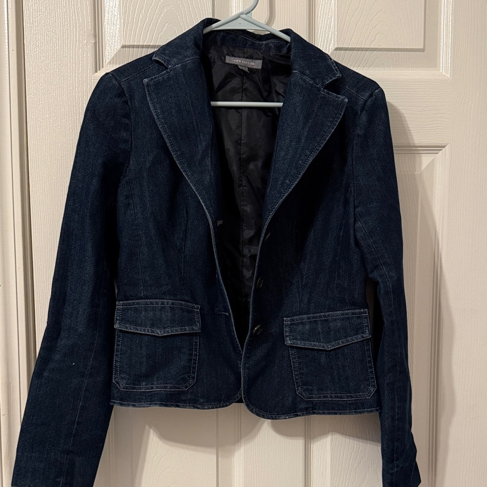 Ann Taylor Dark Blue Denim Blazer